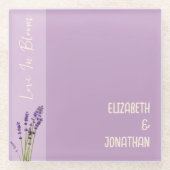 Lavendel Liefde Bruiloft Glazen Onderzetter (Voorkant)