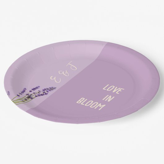 Lavendel Liefde Bruiloft Papieren Bordje (Gekanteld)