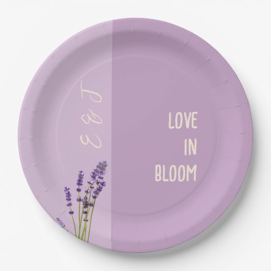Lavendel Liefde Bruiloft Papieren Bordje (Voorkant)