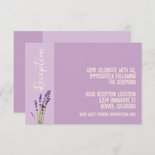 Lavendel liefde bruiloft receptie informatiekaartje (Voorkant / Achterkant)
