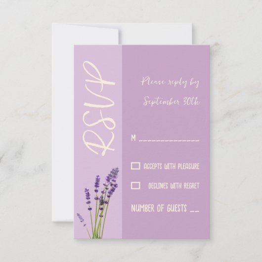 Lavendel Liefde Bruiloft RSVP Kaartje (Voorkant)