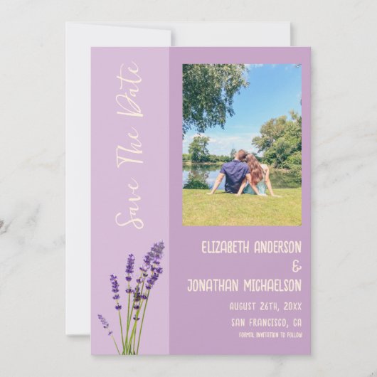 Lavendel Liefde Bruiloft Save The Date (Voorkant)