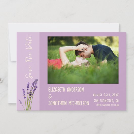 Lavendel Liefde Bruiloft Save The Date (Voorkant)