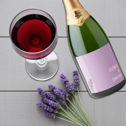 Lavendel Liefde Bruiloft Sparkling Wijnetiket