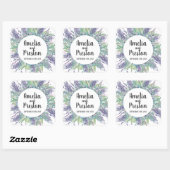 Lavendel liefde Paarse bloemen eucalyptus bruiloft Vierkante Sticker (Vel)