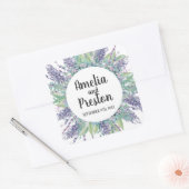 Lavendel liefde Paarse bloemen eucalyptus bruiloft Vierkante Sticker (Envelop)