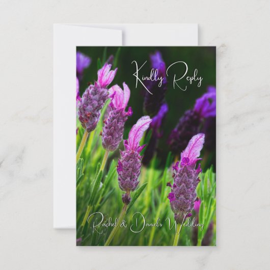 Lavendel, Liefde & Toewijding, Trouwen, RSVP Bedankkaart (Voorkant)