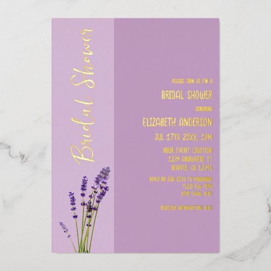 Lavendel Liefde Vrijgezellenfeest Folie Uitnodiging (Voorkant)