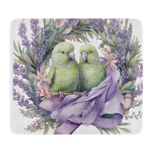 Lavendel Liefdesvogels Snijplank (Voorkant)