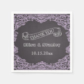 Lavendel lijst en krijtbord bruiloft Dank u Servet (Voorkant)