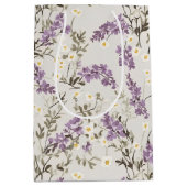 Lavendel Lila bloemontwerp Medium Cadeauzakje (Voorkant)