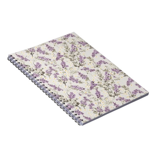 Lavendel Lila bloemontwerp Notitieboek (Rechterzijde)