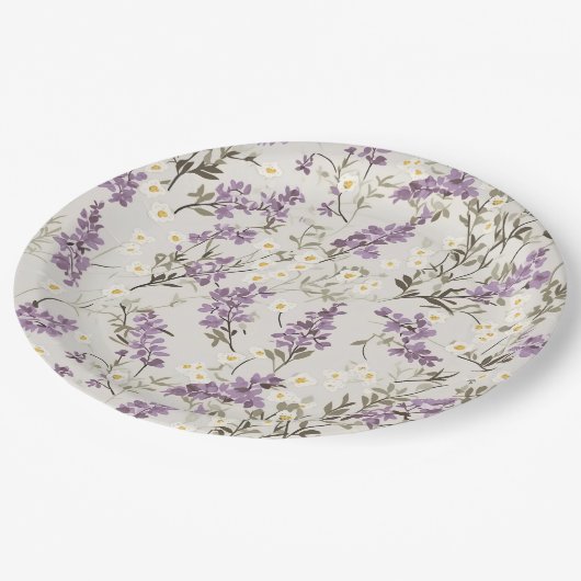 Lavendel Lila bloemontwerp Papieren Bordje (Gekanteld)