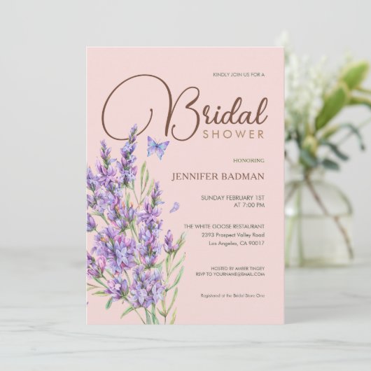 Lavendel Lila Elegant Mauve Waterverf Kaart (Staand voorkant)