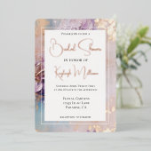 Lavendel Lila Gold Aqua Floral Vrijgezellenfeest Folie Uitnodiging (Staand Voorkant)