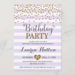 Lavendel Lila Gouden Glitter Elegant Verjaardagsfe Kaart