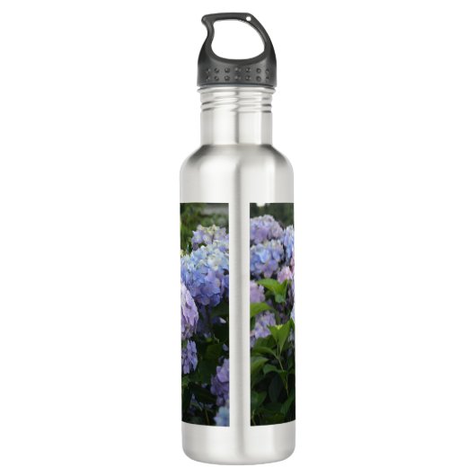 Lavendel & Lila Hortensia Hydrangea Bloemen Waterfles (Achterkant)