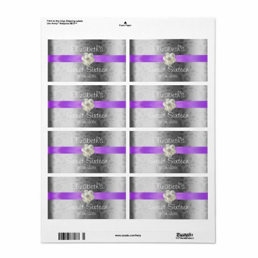 Lavendel/Lila Huwelijkswijn/Waterflesetiket Etiket (Full Sheet)