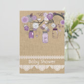 Lavendel Lila Mason Jar Baby shower Uitnodiging (Staand voorkant)