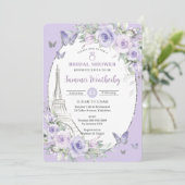 Lavendel Lila Paarse Bloemen Paris Vrijgezellenfee Kaart (Staand voorkant)