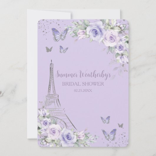 Lavendel Lila Paarse Bloemen Paris Vrijgezellenfee Kaart (Achterkant)