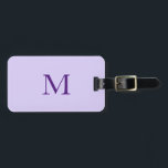 Lavendel Lila Paarse Monogram Initiaal Naam Cadeau Bagagelabel<br><div class="desc">Persoonlijke initiaal en ook persoonlijke details zoals naam,  adres,  telefoonnummer en e-mail,  die je allemaal kunt bewerken. Ontworpen met een aantrekkelijke paarse achtergrond! Je kunt de kleuren naar wens aanpassen.</div>