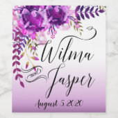 Lavendel Lila pruimenwijnstokken bloemblaadje Wijn Etiket (Enkel label)