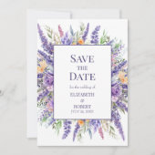 Lavendel Lila Waterverf Wildflower Bewaar de datum Kaart (Voorkant)