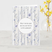  lavendel Lila witte bloemenstrepen Kaart (Gele Bloem)