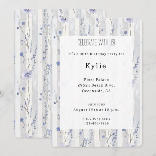  lavendel Lila witte bloemenstrepen Kaart (Voorkant / Achterkant)