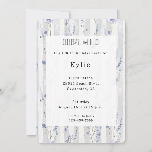  lavendel Lila witte bloemenstrepen Kaart (Voorkant)