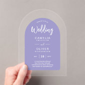 Lavendel Lila Zazzle Acryl bruiloft Uitnodigingen (Insitu (Draagbaar))