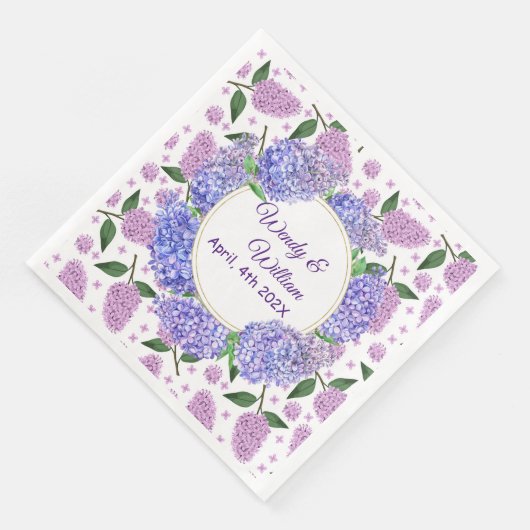 Lavendel lila's bruiloft papier servet (Hoek)