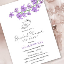 Lavendel Lily Bruids Tea Party Douche Uitnodiging