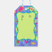 Lavendel Lime Groen Monogram Modern Paisley Cadeaulabel (Achterkant)