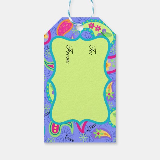 Lavendel Lime Groen Monogram Modern Paisley Cadeaulabel (Achterkant)