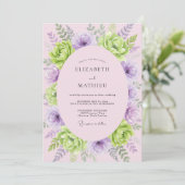 Lavendel Lime Ranunculus Eucalyptus Bruiloft Kaart (Staand voorkant)