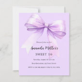Lavendel lint elegante Sweet 16 uitnodiging (Voorkant)