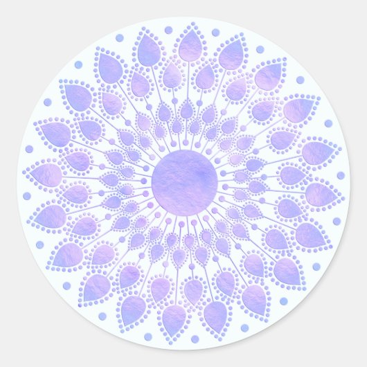Lavendel Lotus Bloemen Mandala Ronde Sticker (Voorkant)