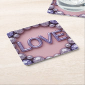 Lavendel Love Balloon Letters Roze Onderzetter Set (Schuin)