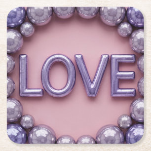 Lavendel Love Balloon Letters Roze Onderzetter Set