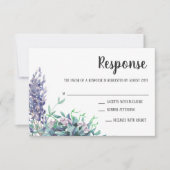 Lavendel Love Floral Eucalyptus Paarse Respons RSVP Kaartje (Voorkant)