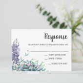 Lavendel Love Floral Eucalyptus Paarse Respons RSVP Kaartje (Staand voorkant)