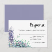 Lavendel Love Floral Eucalyptus Paarse Respons RSVP Kaartje (Voorkant / Achterkant)