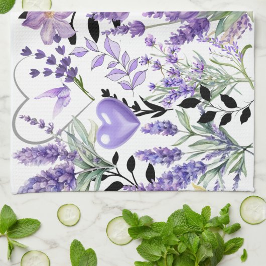 Lavendel Love keukenhanddoek (Gevouwen)