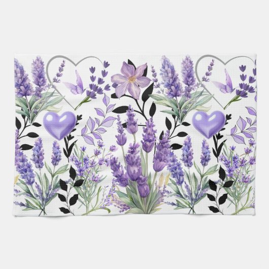 Lavendel Love keukenhanddoek (Horizontaal)
