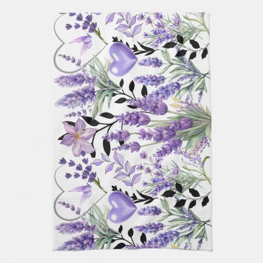 Lavendel Love keukenhanddoek (Verticaal)