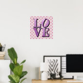 Lavendel Love Pink Polka Dot Poster (Thuiskantoor)