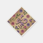 Lavendel LOVE Text Gouden Cocktail Servetten (Hoek)