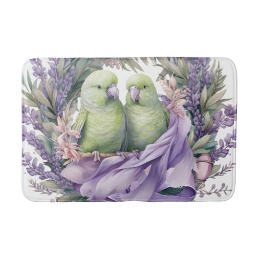 Lavendel Lovebirds Badmat (Voorkant)